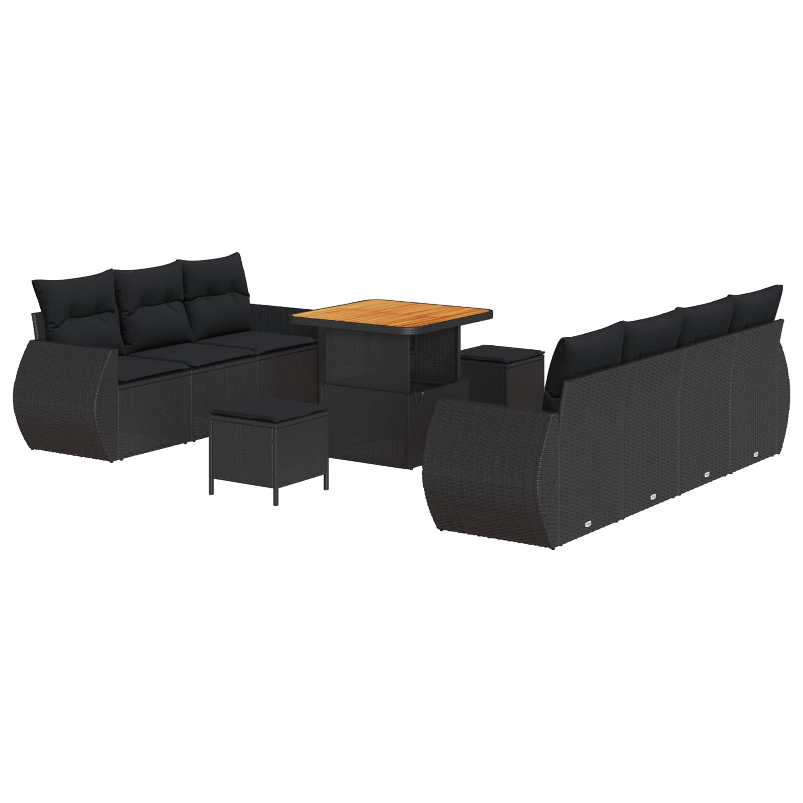 Conjunto de sofá de jardín 10 pcs Negro ratán sintético