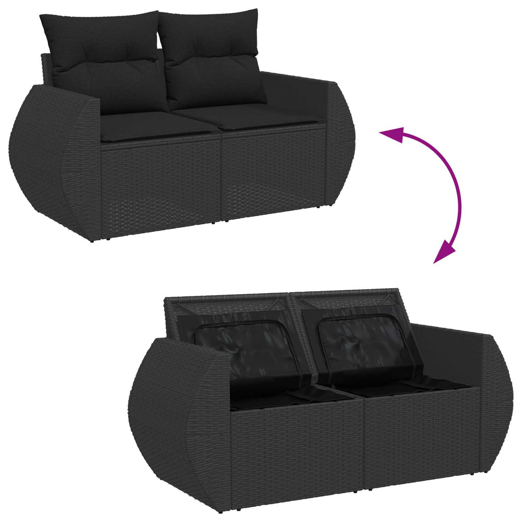 Conjunto de sofá de jardín 10 pcs Negro ratán sintético