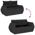 Conjunto de sofá de jardín 10 pcs Negro ratán sintético