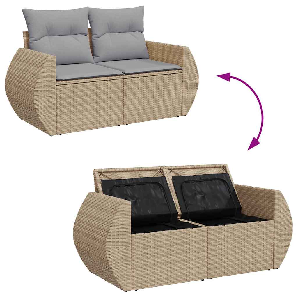 Conjunto de sofá de jardín con cojín 10 pcs Beige y Gris Claro