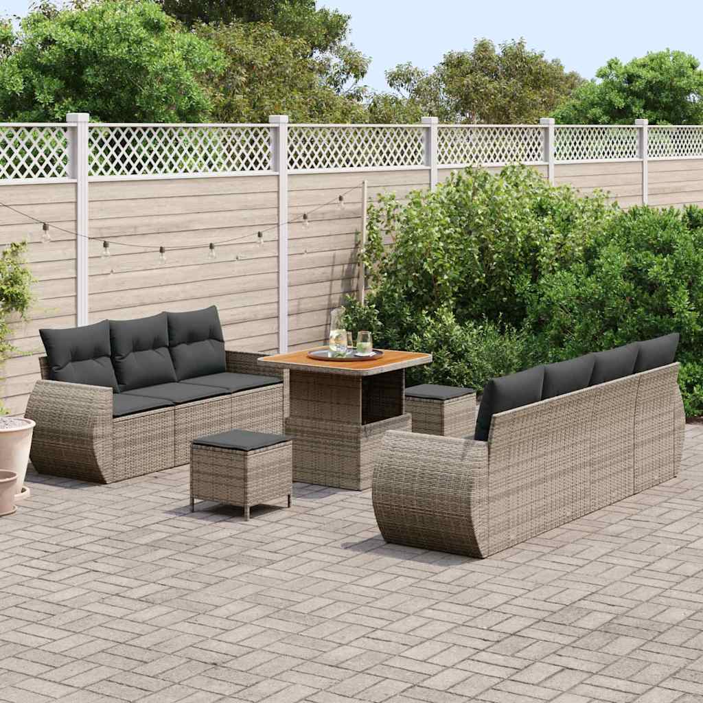 Conjunto de sofá de jardín 10 pcs Gris ratán sintético