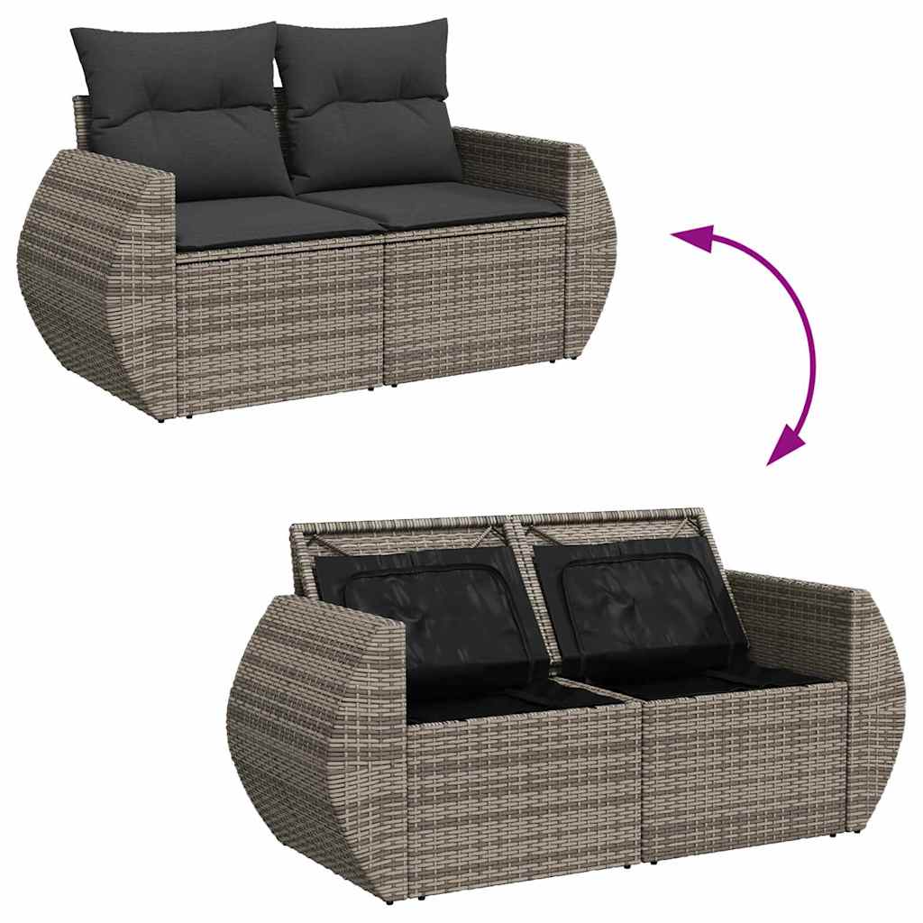 Conjunto de sofá de jardín 10 pcs Gris ratán sintético