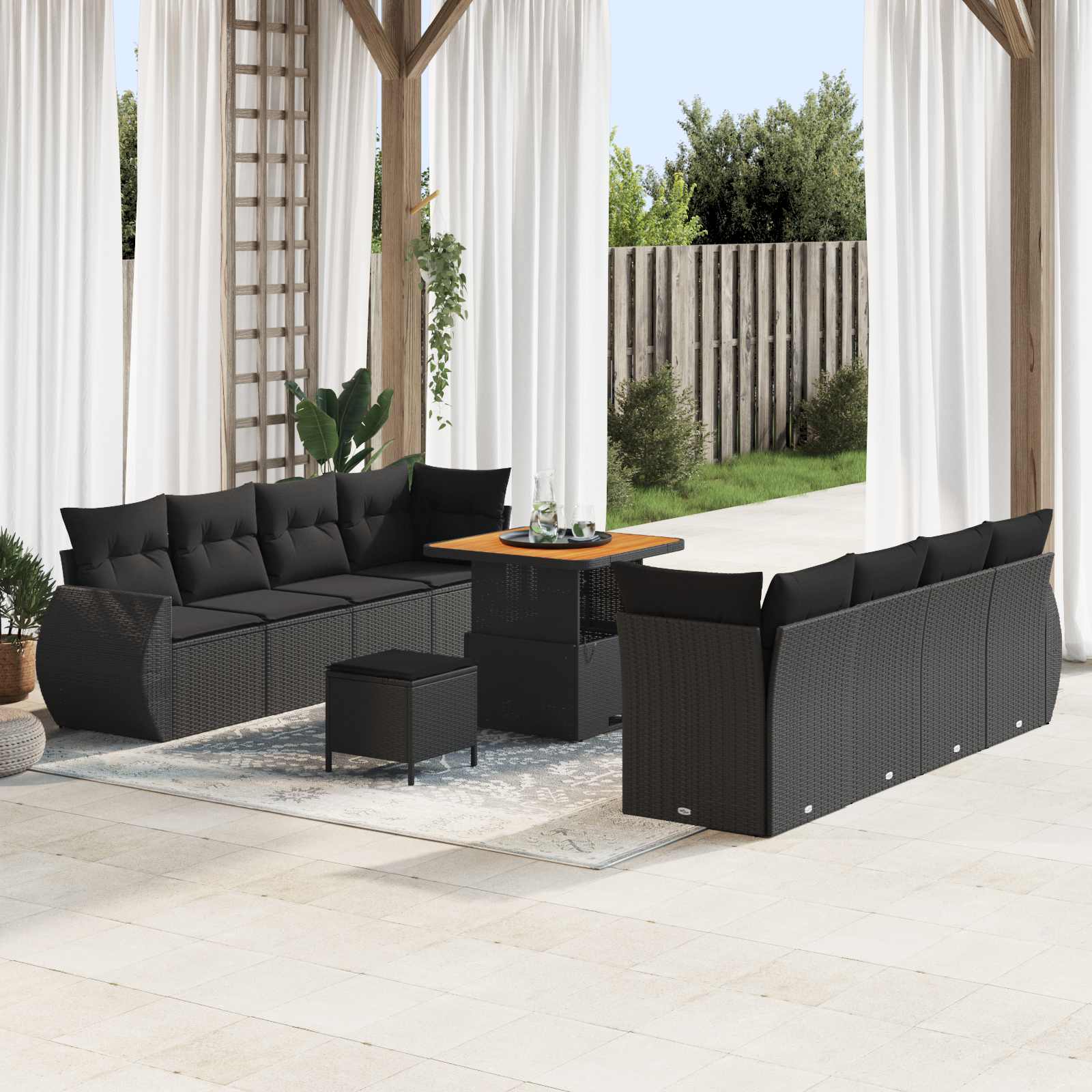 Conjunto de sofá de jardín 11 pcs Beige Poliratán