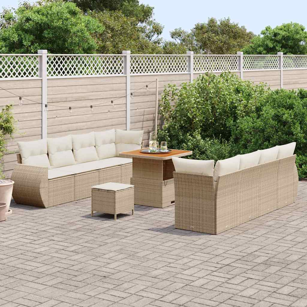 Conjunto de sofá de jardín 11 pcs Beige Poliratán