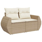 Conjunto de sofá de jardín 11 pcs Beige Poliratán