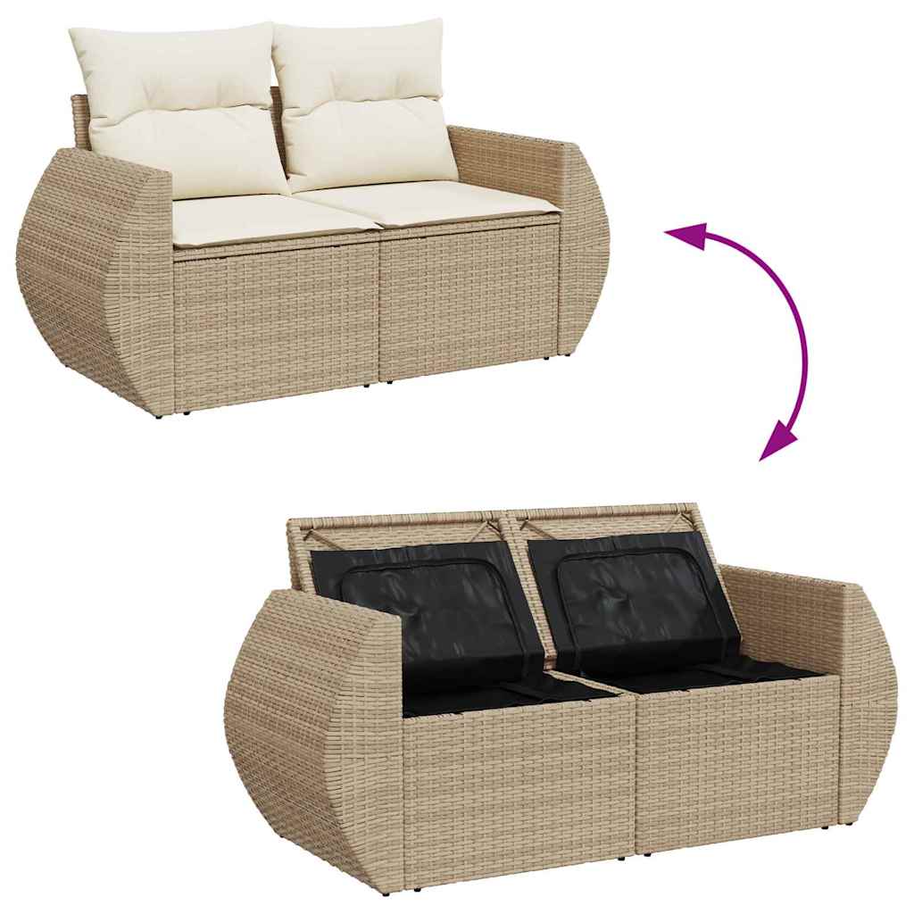 Conjunto de sofá de jardín 11 pcs Beige Poliratán