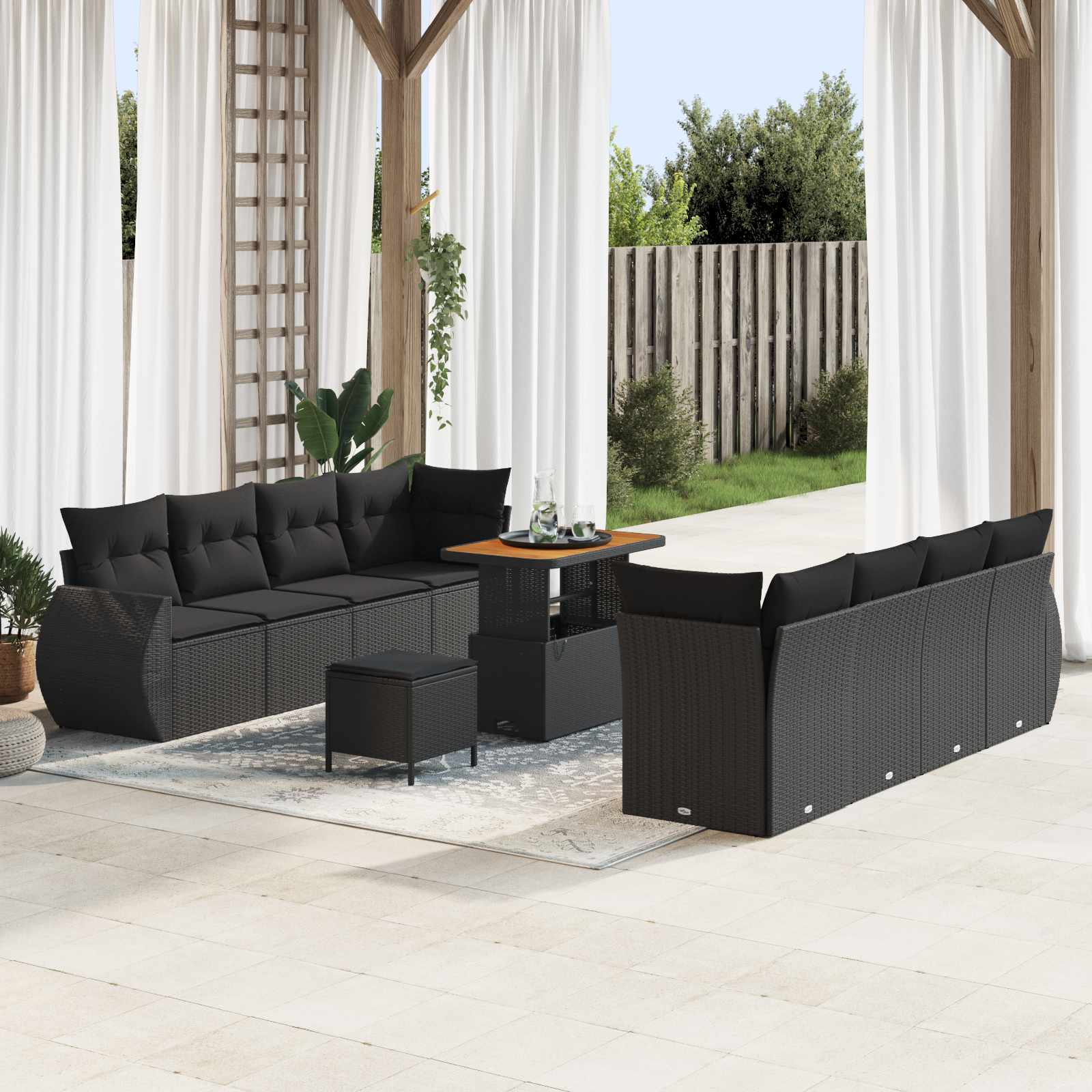 Conjunto de sofá de jardín 11 pcs Beige Poliratán
