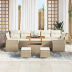 Conjunto de sofá de jardín con cojín 10 pcs beige y crema