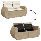 Conjunto de sofá de jardín con cojín 10 pcs beige y crema