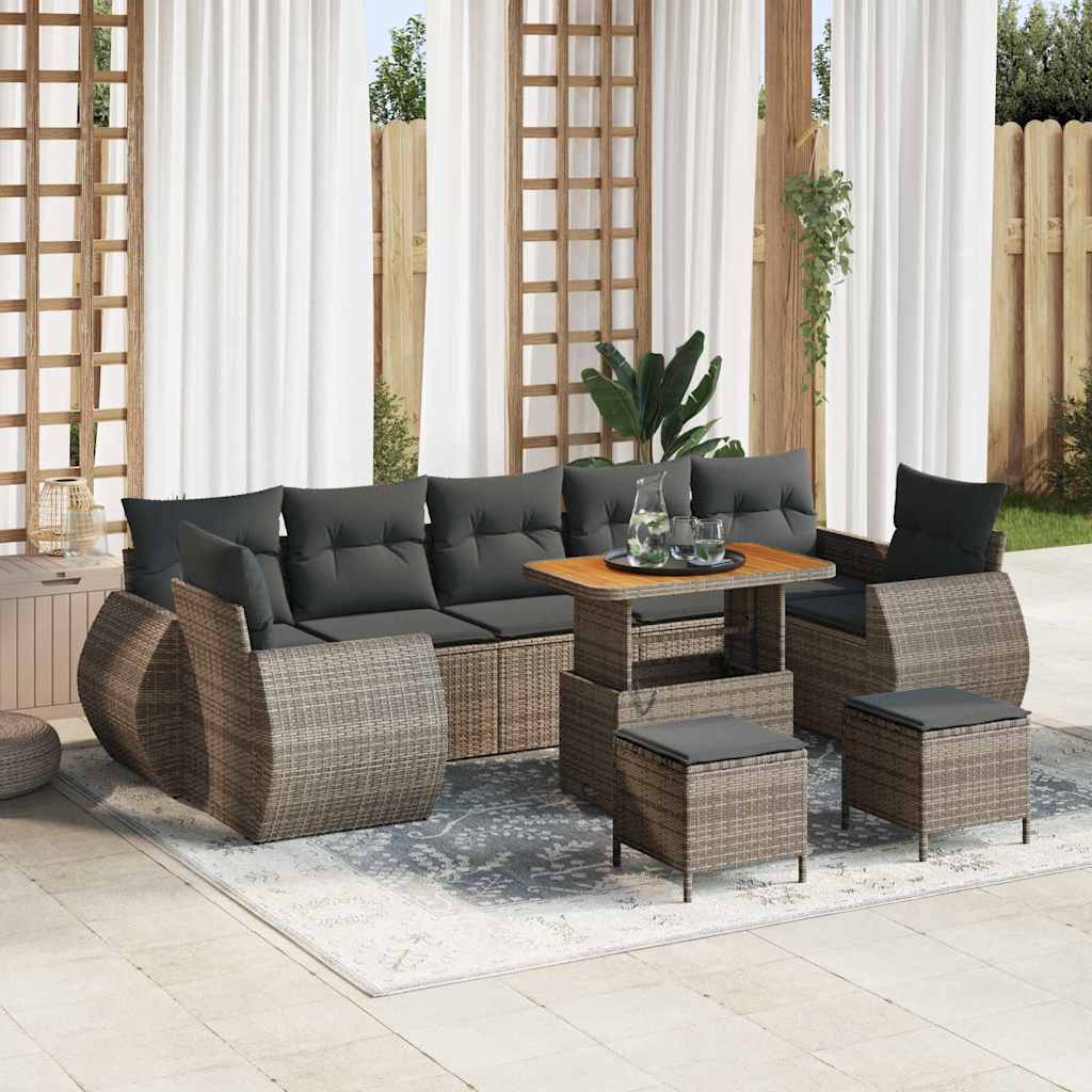 Conjunto de sofá de jardín con cojín 10 pcs beige y crema