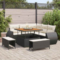 Conjunto de sofá de jardín 8 pcs Negro y crema ratán sintético