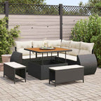 Conjunto de sofá de jardín 8 pcs Negro y crema ratán sintético