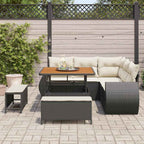 Conjunto de sofá de jardín 8 pcs Negro y crema ratán sintético