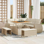Conjunto de sofá de jardín 8 pcs Beige y Crema ratán sintético