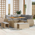 Conjunto de sofá de jardín con cojín 8 pcs beige y gris claro
