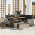 Conjunto de sofá de jardín con cojín 8 pcs Gris ratán sintético