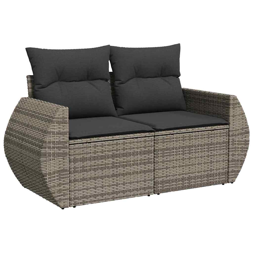 Conjunto de sofá de jardín con cojín 8 pcs Gris ratán sintético