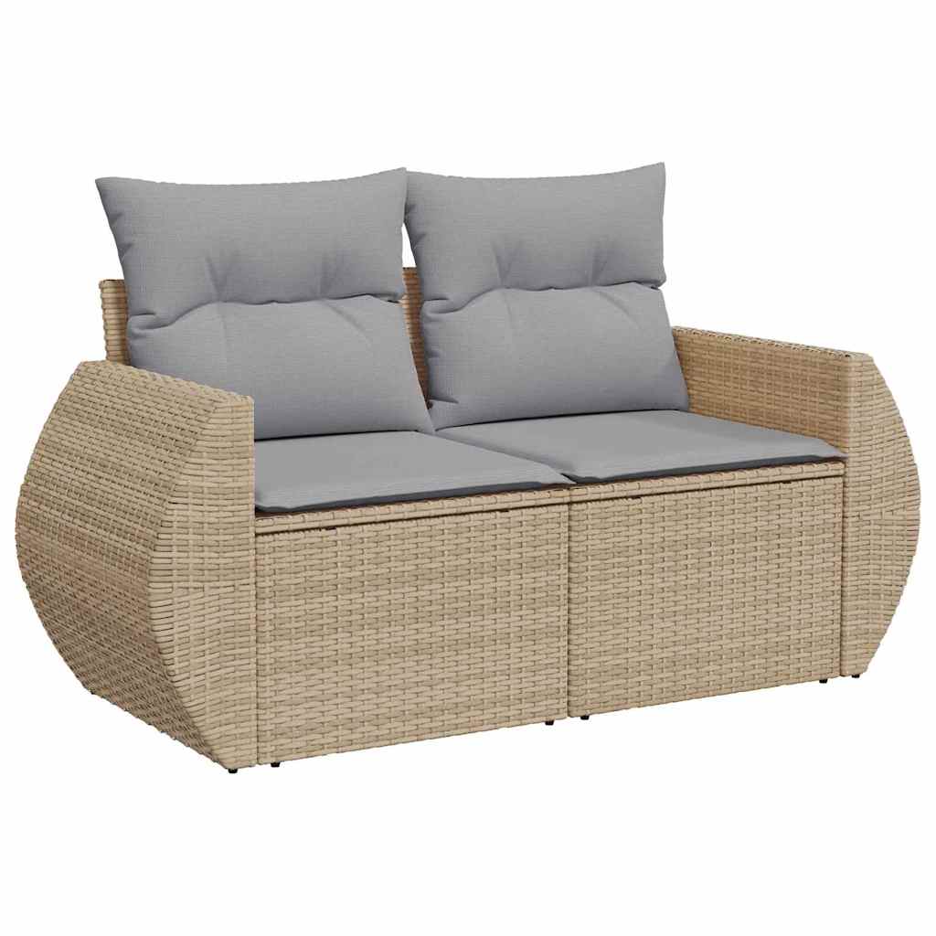 Conjunto de sofá de jardín con cojín 9 pcs Beige y Gris Claro