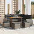 Conjunto de sofá de jardín con cojín 9 pcs Beige y Gris Claro
