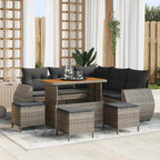 Conjunto de sofá de jardín con cojín 9 pcs Beige y Gris Claro