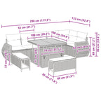Conjunto de sofá de jardín 9 pcs Negro Rattan de Poliéster