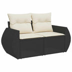Conjunto de sofá de jardín con cojín 9 pcs Negro y crema