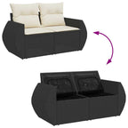 Conjunto de sofá de jardín con cojín 9 pcs Negro y crema