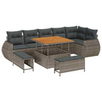 Conjunto de sofá de jardín 9 pcs Gris Rattan de Poliéster