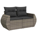 Conjunto de sofá de jardín 9 pcs Gris Rattan de Poliéster