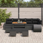 Conjunto de sofá de jardín 10 pcs Negro Rattan de Poliéster