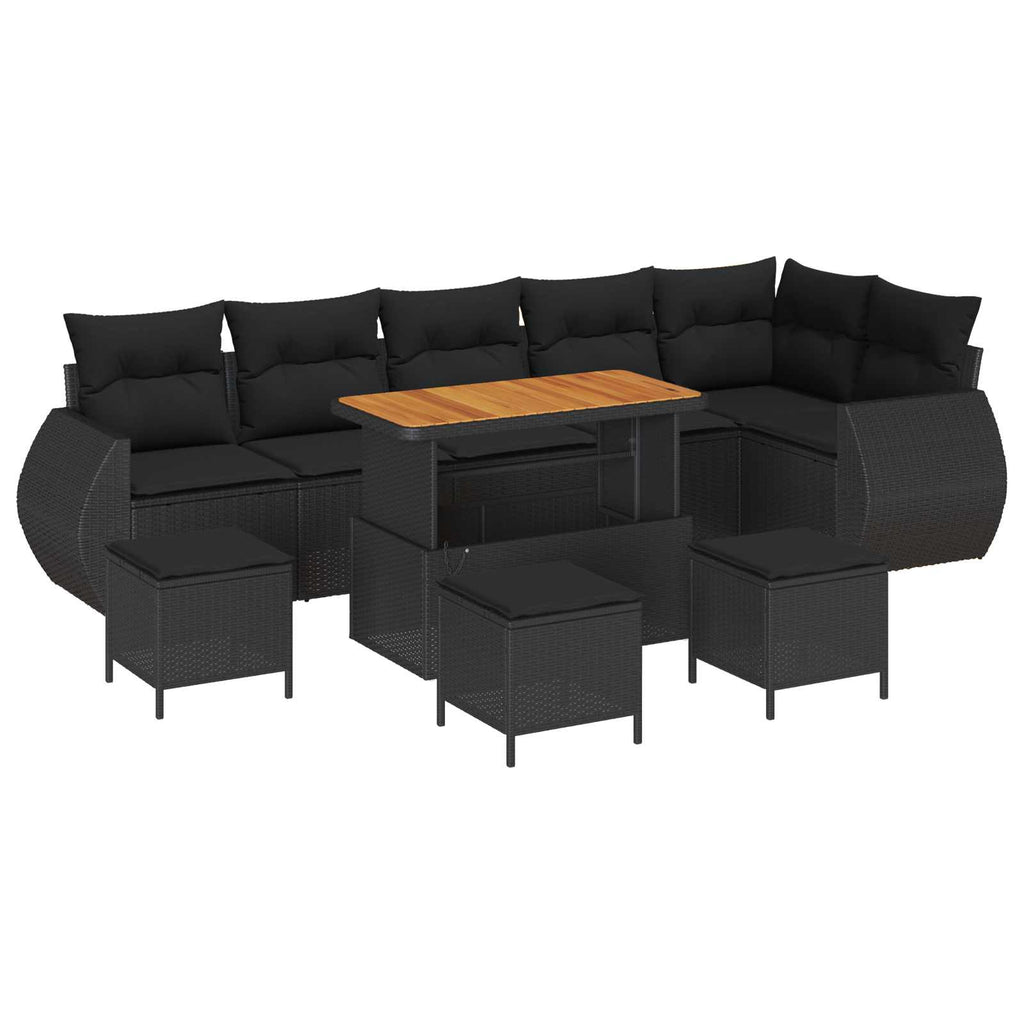 Conjunto de sofá de jardín 10 pcs Negro Rattan de Poliéster