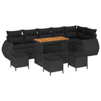 Conjunto de sofá de jardín 10 pcs Negro Rattan de Poliéster