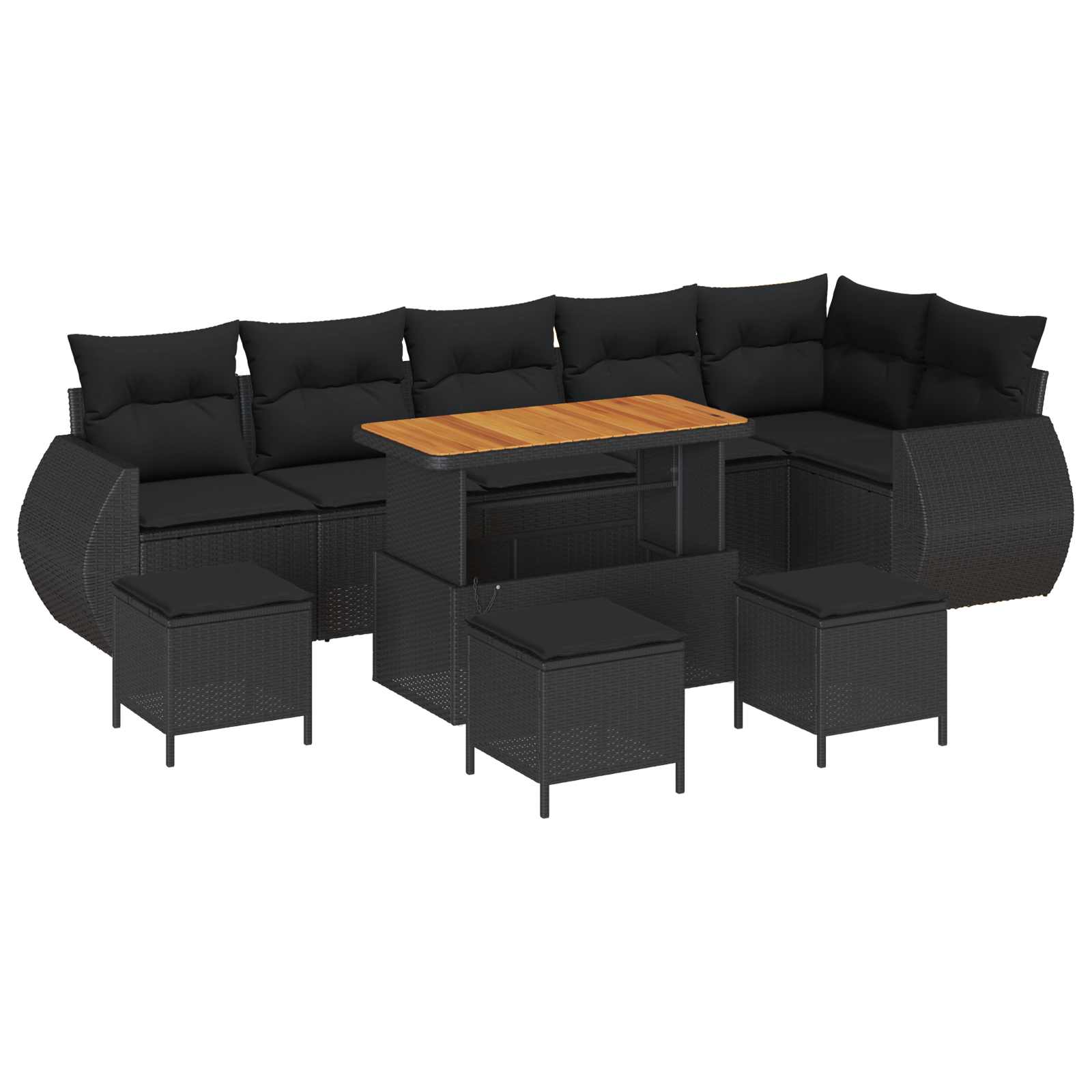 Conjunto de sofá de jardín 10 pcs Negro Rattan de Poliéster