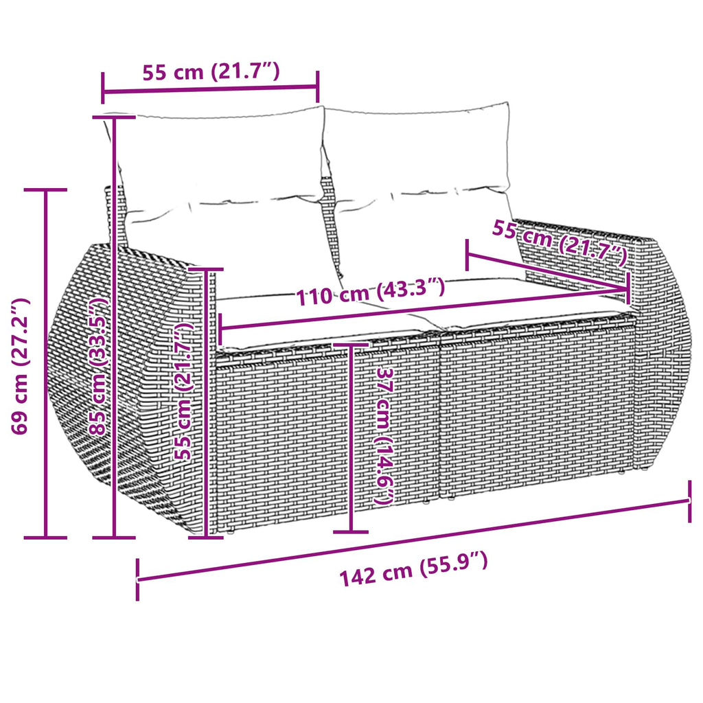 Conjunto de sofá de jardín 10 pcs Negro Rattan de Poliéster