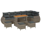 Conjunto de sofá de jardín 10 pcs Gris Rattan de Poliéster