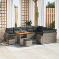 Conjunto de sofá de jardín 12 pcs Gris Rattan de Poliéster