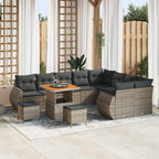 Conjunto de sofá de jardín 12 pcs Gris Rattan de Poliéster