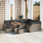 12-Piece Garden Sofa Set Grey Polyester Rattan