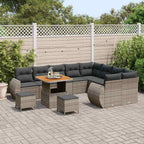 Conjunto de sofá de jardín 12 pcs Gris Rattan de Poliéster