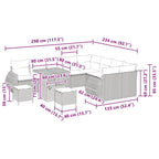 Conjunto de sofá de jardín 12 pcs Gris Rattan de Poliéster