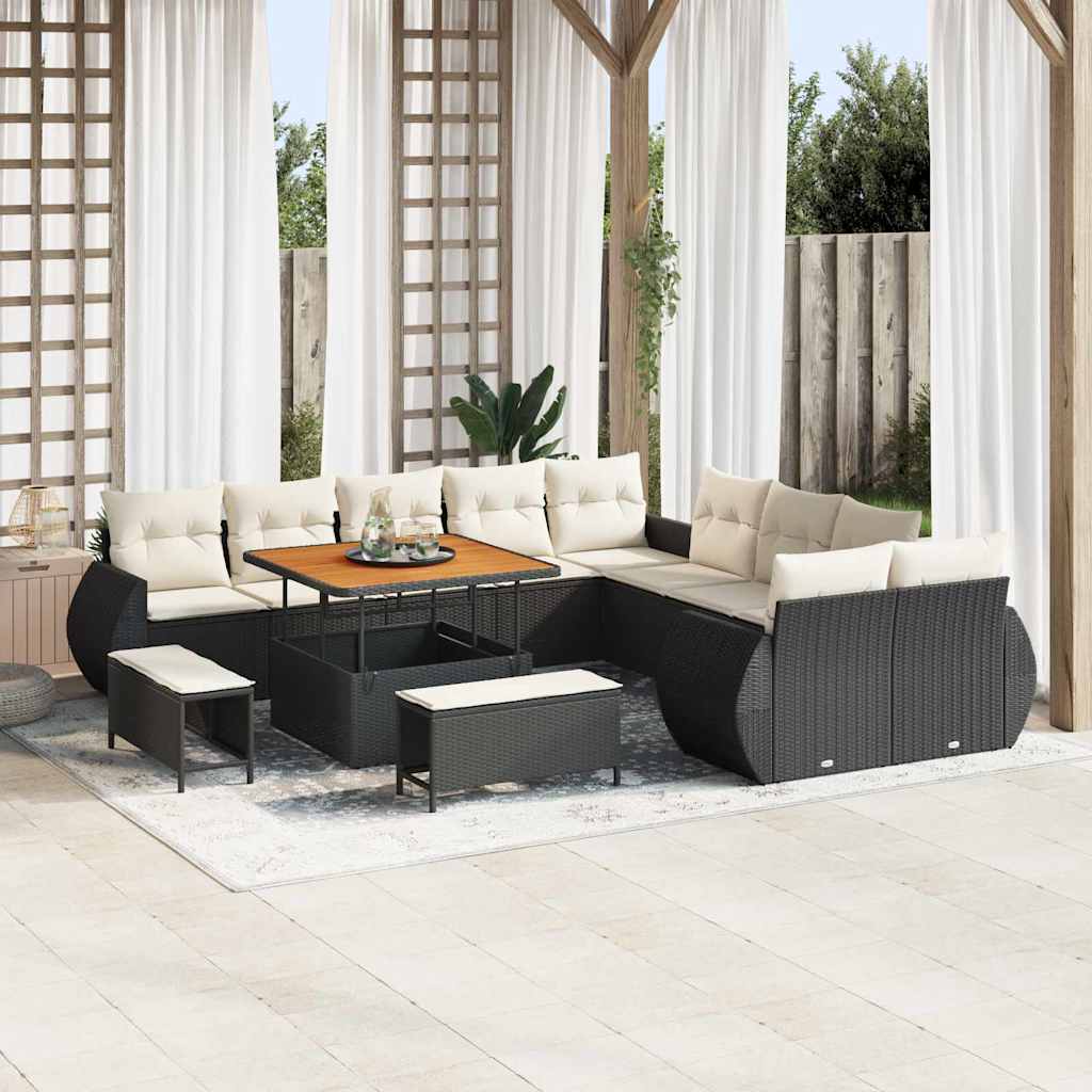 Conjunto de sofá de jardín con cojín 13 pcs beige y crema