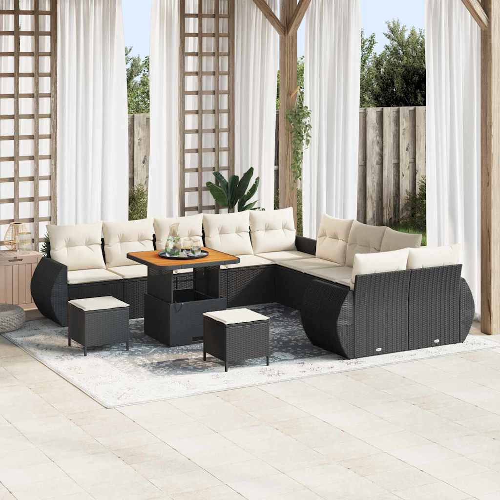 Conjunto de sofá de jardín con cojín 13 pcs beige y crema