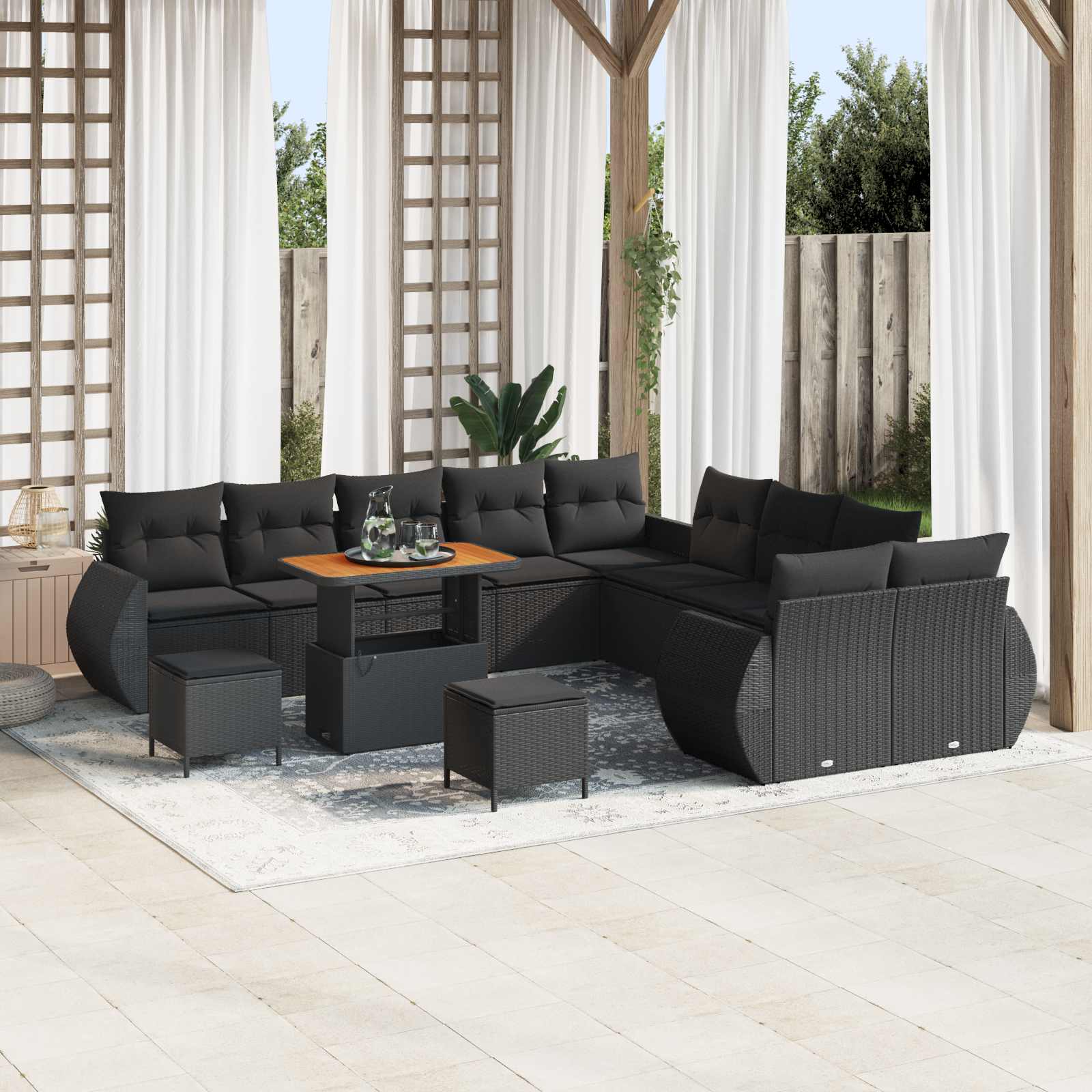Conjunto de sofá de jardín con cojín 13 pcs beige y crema
