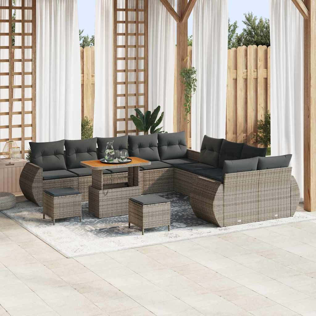 Conjunto de sofá de jardín con cojín 13 pcs beige y crema