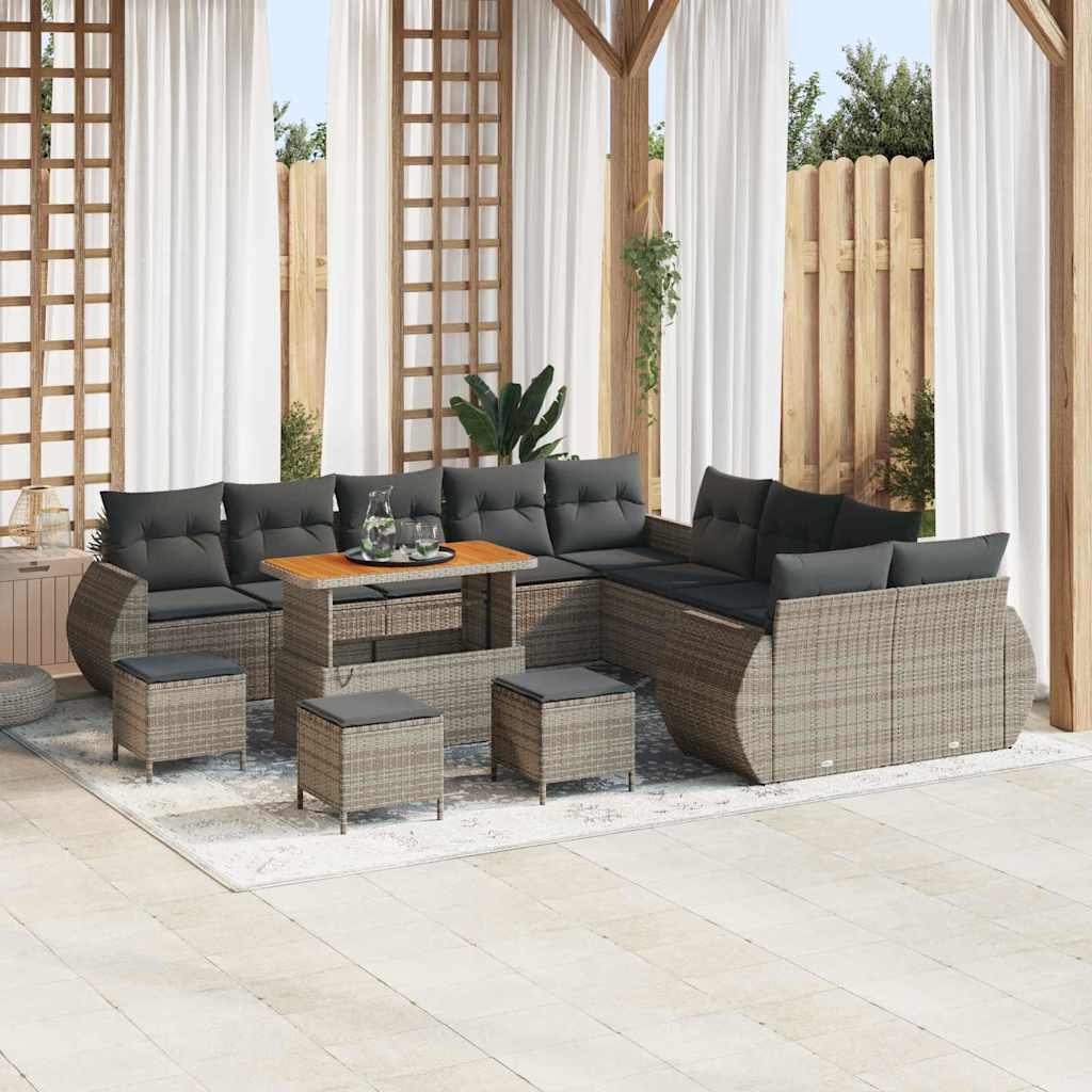 Conjunto de sofá de jardín con cojín 13 pcs beige y crema