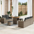 Conjunto de sofá de jardín 8 pcs Gris Rattan de Poliéster