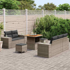 Conjunto de sofá de jardín 8 pcs Gris Rattan de Poliéster