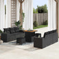Conjunto de sofá de jardim com almofada 9 pcs Preto e creme