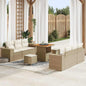 Conjunto de sofá de jardim 9 pcs Vime sintético preto