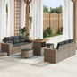 Conjunto de sofá de jardim com almofada 9 pcs Preto e creme